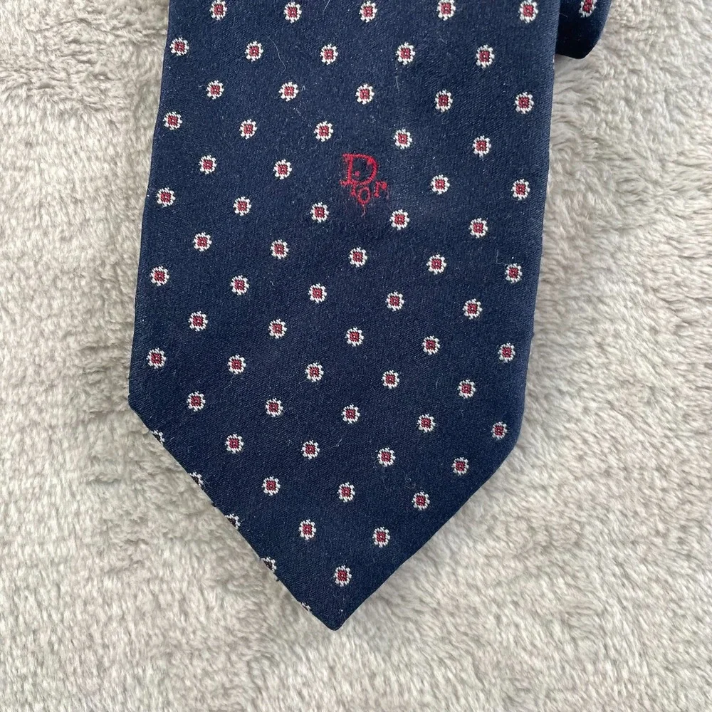 Christian Dior Paris New York Dress Tie Blue Geometric Silk Designer‎